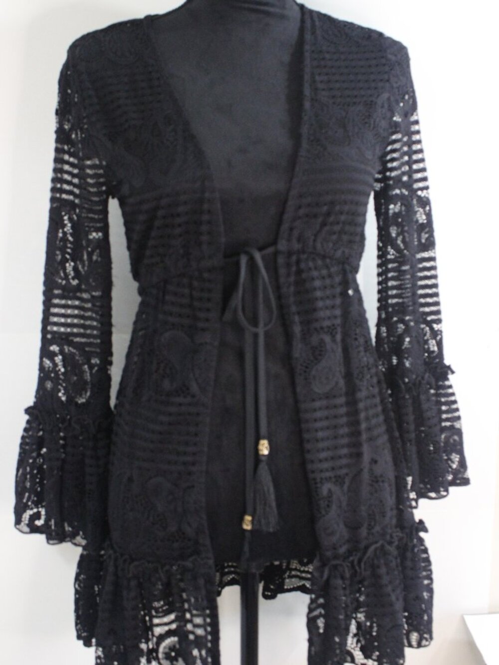 Blue Island Black Lace Cover up, Size M